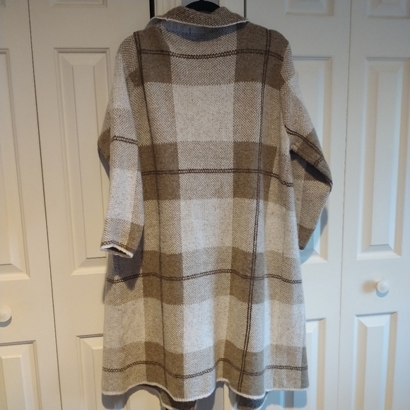 Joseph A. -- Brown Plaid Lightweight Long Open Knit Cardigan L - Picture 7 of 13